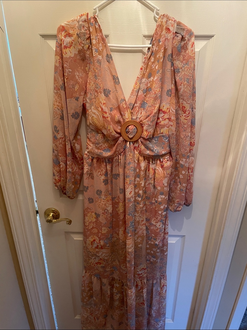 Inspired Hearts Floral Maxi Dress in Blush, Blue, Yellow - Picture 3 of 14